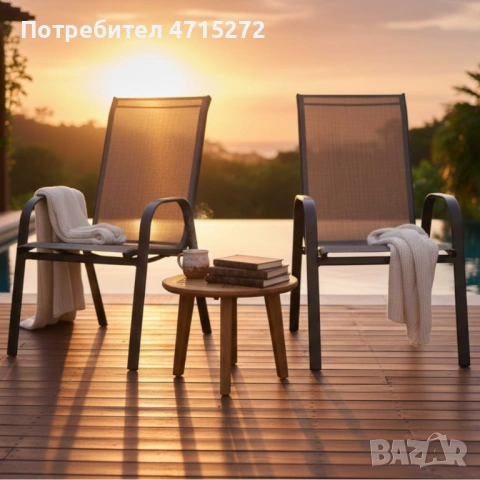 Стифиращи се градински столове от стомана и текстил – комплект 2 броя, снимка 2 - Градински мебели, декорация  - 53188359