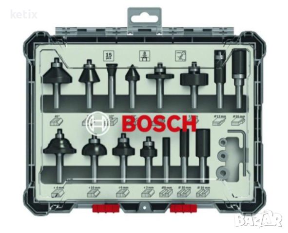 Фрезер за дърво профилен Bosch, ф 8 мм, 15 бр., снимка 2 - Други инструменти - 46394028