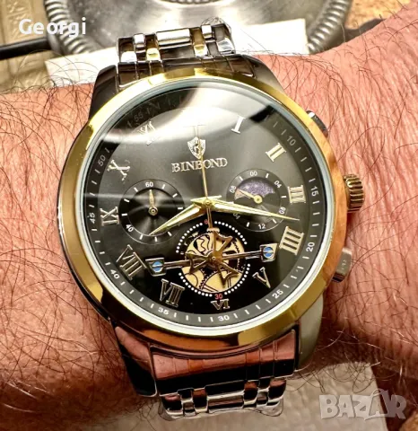Мъжки елегантно/инкрустиран кварцов часовник BinbonD•ATLANT*, снимка 10 - Мъжки - 49620458