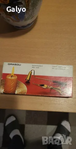 Винтидж прибори за свещи "GRASOLI" от месинг, снимка 2 - Антикварни и старинни предмети - 50332716
