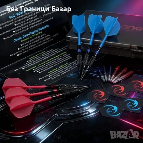 Нови 6 броя меки дартс стрели 16г за електронна мишена с кутия резервни върхове и аксесоари, снимка 5 - Други спортове - 54129308