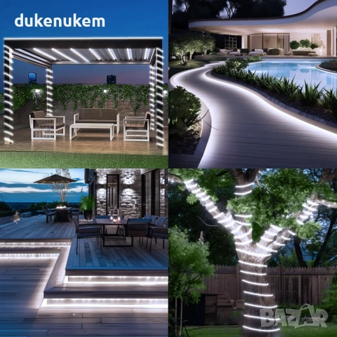 Соларна LED лента 10 метра, IP68, 200 LED диода, снимка 7 - Лед осветление - 52128380