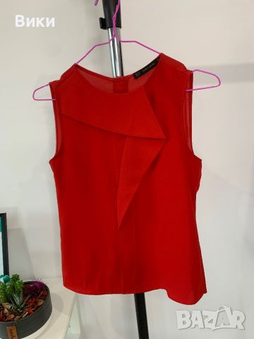 Zara червена риза в размер XS, снимка 8 - Ризи - 46219178