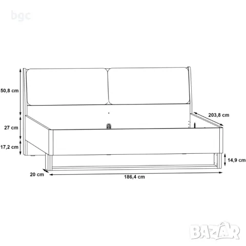 НОВО Легло Kring Niva, 186.4x95.5x221 см (180x200), Екологична кожа - 24 МЕСЕЦА ГАРАНЦИЯ, снимка 5 - Спални и легла - 46975341