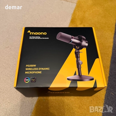 MAONO PD200W Хибриден динамичен безжичен подкаст микрофон със стойка, снимка 10 - Микрофони - 52534115