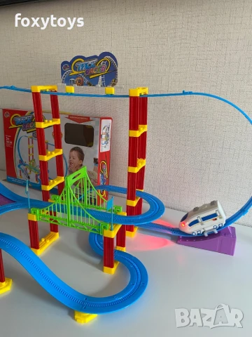 Локомотивче с 3D релсов път с лупинг, влак, релси, снимка 4 - Влакчета, самолети, хеликоптери - 51246813