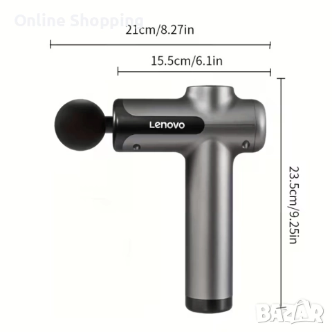 Lenovo мускулен масажор, масажен пистолет с 8 приставки, против болки в мускулите, снимка 10 - Масажори - 52817903