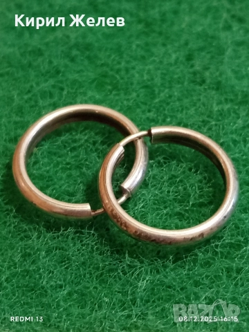 Нежни сребърни обеци тип халка много красиви елегантни 52401, снимка 2 - Обеци - 52692507