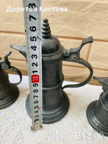 Красиви кани от цветен метал от Германия - 3 бр, снимка 7 - Антикварни и старинни предмети - 53577964