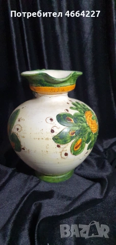 Ръчно рисувана керамична ваза, снимка 4 - Вази - 53069177