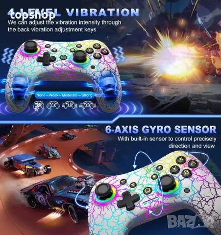 НОВ джойстик Gammeefy Switch Controller, Wireless Switch Pro Controller за Nintendo Switch/Lite/OLED, снимка 5 - Джойстици и геймпадове - 50503823