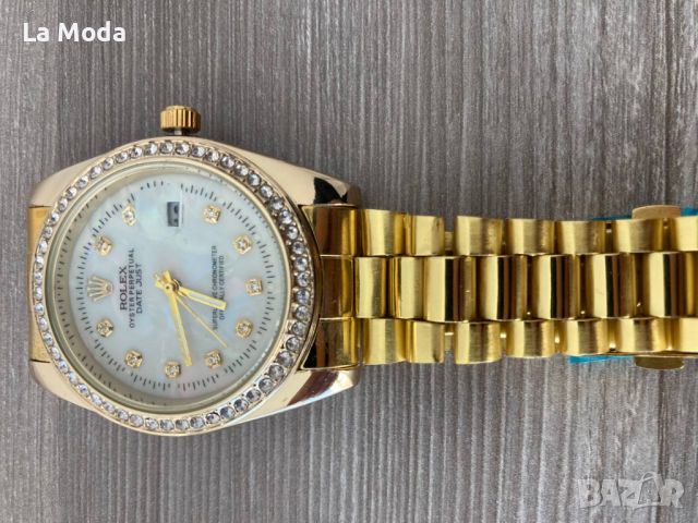 Часовник Rolex Datejust бял златен камъни реплика, снимка 3 - Дамски - 45996568