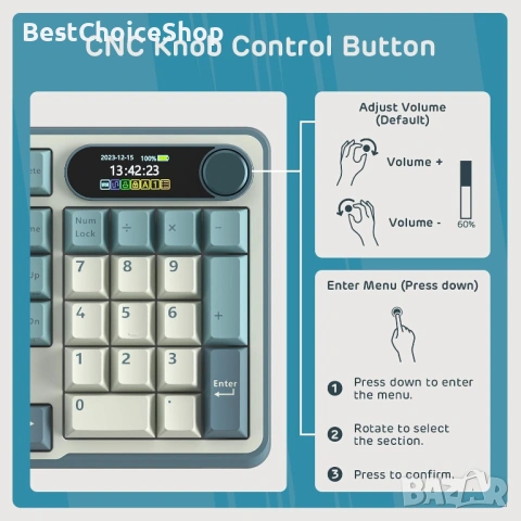 Гейминг Механична клавиатура Royal Kludge – RK-S98, безжична, Chartreuse, RGB, снимка 4 - Клавиатури и мишки - 53598995