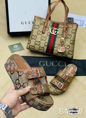 дамски чехли и чанта gucci , снимка 2 - Чанти - 46913760