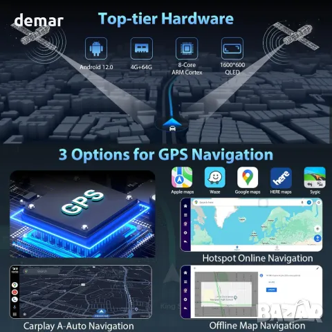 CARPURIDE W102plus, 10.26 инча безжичен CarPlay и Android Auto 4+64GB 8-ядрен, снимка 3 - Аксесоари и консумативи - 49859225