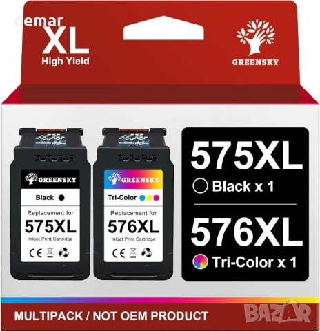 GREENSKY PG-575XL CL-576XL касети с мастило за Canon PIXMA, черна и цветна