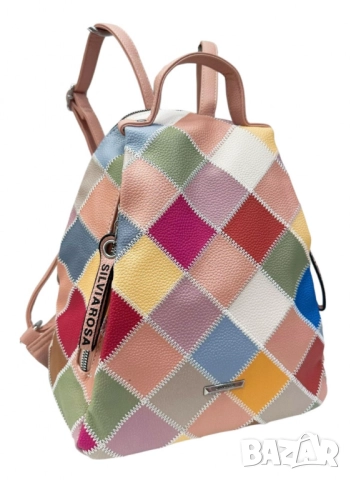 Модерна цветна дамска раница от еко материал