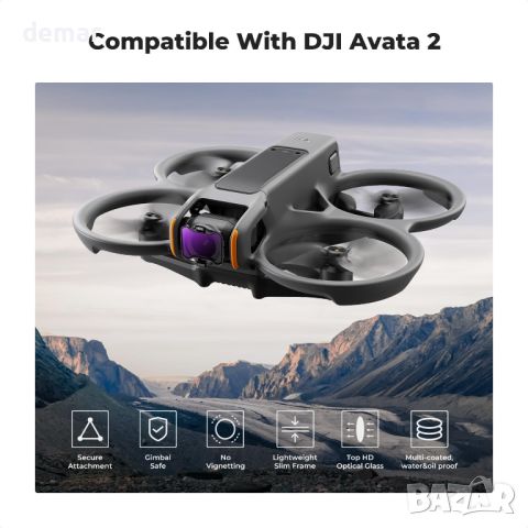 K&F Concept ND8, ND16, ND32, ND64 филтри, съвместими с DJI Avata 2, водоустойчиви,неутрална плътност, снимка 2 - Дронове и аксесоари - 46479639