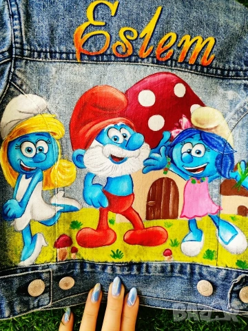 Стилно яке с ръчно рисувани герои – трима герои, снимка 9 - Детски якета и елеци - 53298568