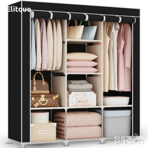 Сгъваем текстилен гардероб XXL 170x170x45 см – просторен, здрав и практичен, снимка 12 - Декорация за дома - 54219638