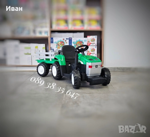 ТОП ЦЕНА!НОВО!Детски акумулаторен трактор с ремарке Dallas GREEN с 12V батерия,дистанционно,USB, снимка 2 - Детски велосипеди, триколки и коли - 52047677