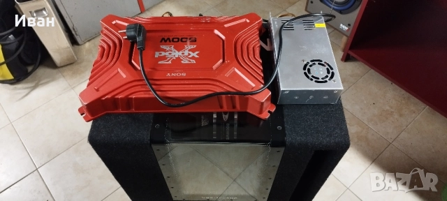 чисто нова бас каса+ усилвател+ траф за домашно ползване