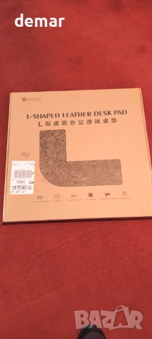 ZORESYN L-образна подложка от изкуствена кожа за бюро, 157×60 см,черна, снимка 8 - Бюра - 52403858