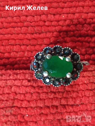 СТАРА СКЪПОЦЕННА СРЕБЪРНА ОБЕЦА СРЕБРО 925 АНГЛИЯ с ФАСЕТИРАН ПЕРИДОТ и МАРКАЗИТИ 48241, снимка 11 - Обеци - 49510561