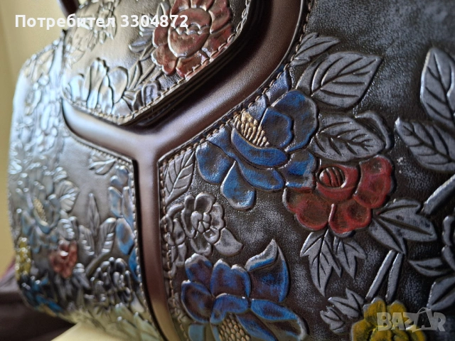 Дамска чанта на релефни цветни рози от еко кожа, снимка 11 - Чанти - 53142909