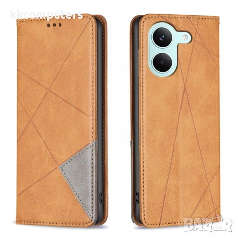 Кожен Калъф за Xiaomi Poco X8 Pro 5G / Redmi Turbo 5 5G - Геометричен дизайн, Слотове за карти, Стой, снимка 4 - Калъфи, кейсове - 54131700