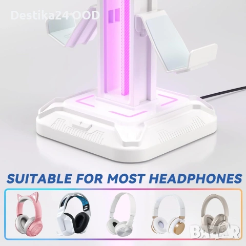 RGB стойка за слушалки и контролери , джойстик PS4, PS5, XBOX, снимка 3 - Слушалки и портативни колонки - 53207513