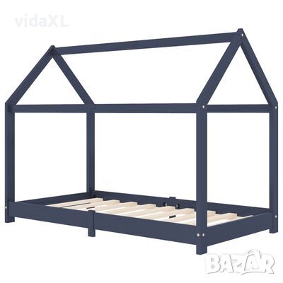 vidaXL Рамка за детско легло, сива, бор масив, 80x160 см(SKU:283362