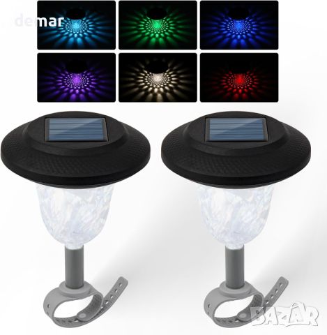 Соларни лампи за басейн Satisure, IP65, Топла и RGB цветна светлина, 2 броя, снимка 7 - Соларни лампи - 45655870
