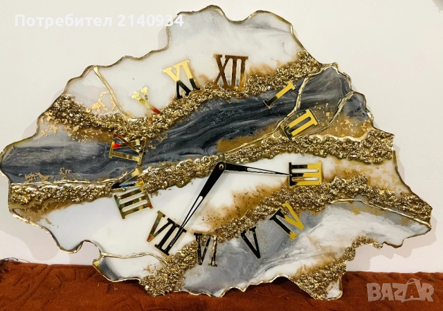 Луксозер Уникален часовник - геода от епоксидна смола, снимка 5 - Декорация за дома - 52748942