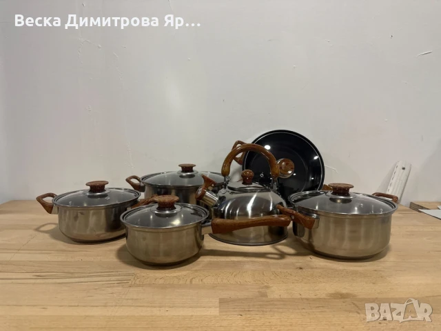 Комплект тенджери + подарък кухненски прибори розов, черен или зелен цвят DJ37+TV1316, снимка 17 - Прибори за хранене, готвене и сервиране - 51131198