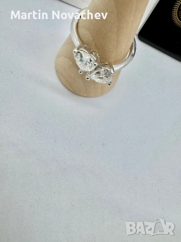 Сребърен пръстен с мойсанит (Диамант) 2 карата, снимка 5 - Пръстени - 54117275