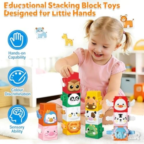 Нови Детски образователни блокчета с животни Montessori 1-3 г играчка, снимка 2 - Образователни игри - 53914942