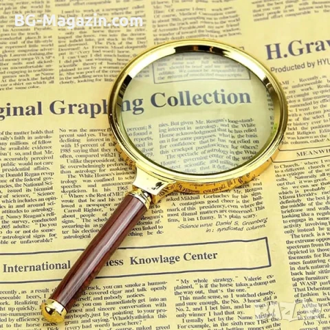 Професионална луксозна увеличителна ръчна лупа 10X за четене на книги стъклена с дръжка джобна, снимка 7 - Други инструменти - 50920360