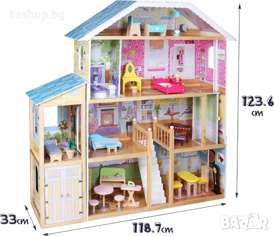 Детска дървена къща ГОЛЯМА ИГРАЧКА с мебели 100% реалистична произведена в Германия, снимка 8 - Образователни игри - 50952070