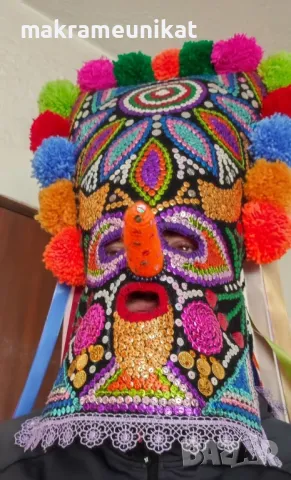 Кукерска маска, капашон, гугла, Новодел, Сурва, Кукерландия, маскарад, фестивал, събор, декорация , снимка 15 - Декорация за дома - 44190652