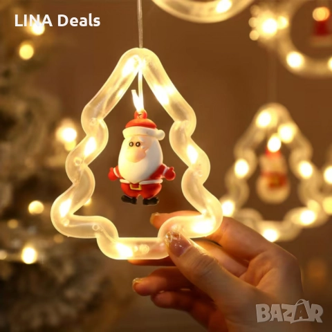 Светещ коледен гирлянд с рингове и малки коледни фигурки, снимка 6 - Декорация за дома - 52540714