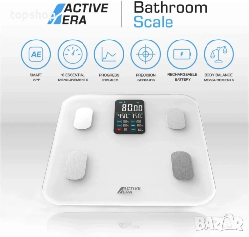 НОВА, ТЕСТВАНА Active Era® умен кантар с Bluetooth и приложение, литиева вградена батерия..., снимка 2 - Тримери - 51572508