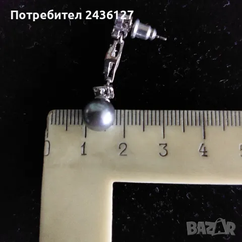 Комплект колие и обеци сиви перли, снимка 3 - Колиета, медальони, синджири - 50042476