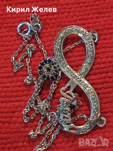 ПРЕКРАСНО СРЕБЪРНО КОЛИЕ БЕЗКРАЙНОСТ с ИМЕ ARZU СРЕБРО 925 с БЯЛА ПОЗЛАТА САПФИРИ и ЦИРКОНИ 48792, снимка 11 - Колиета, медальони, синджири - 50136138