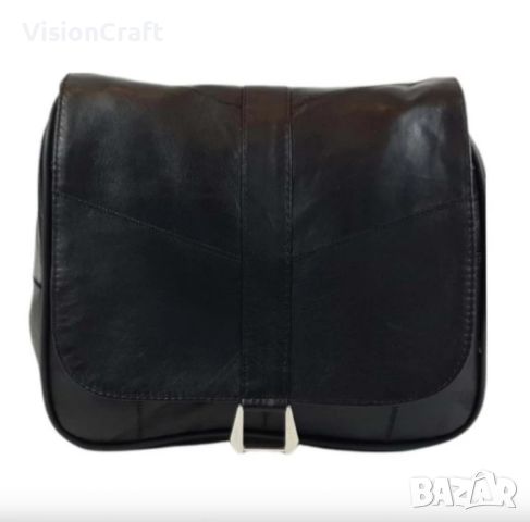 Черна стилна дамска чанта от естествена к. с капак - Elis, снимка 3 - Чанти - 45226982