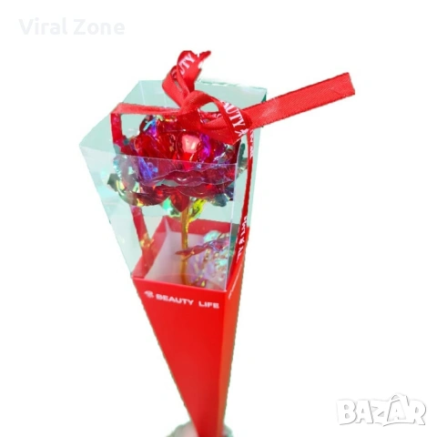 Декоративна роза със златно стъбло в подаръчна кутия, снимка 8 - Подаръци за жени - 53240073