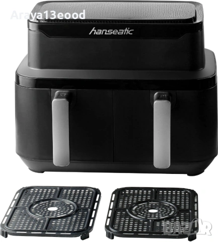 Фритюрник с горещ въздух Hanseatic HAF212600D 39156050 2in1 (XXL 9L, с функция за сушене), снимка 7 - Фритюрници - 53875947