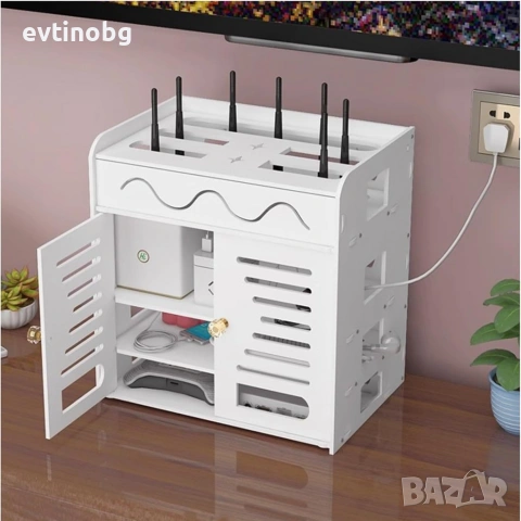 Органайзер шкаф за Wi-Fi рутер и кабели – 3 нива, бял дизайн, снимка 7 - Шкафове - 53842794