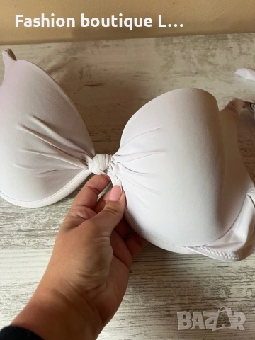 Комплект бял бански с флорална долница с цветя 46 размер C чашка 🌸🪷🌺🌷💐🌹🤍🩷❤️, снимка 3 - Бански костюми - 52002115