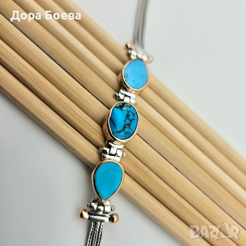 Сребърна гривна: "Триос", снимка 2 - Колиета, медальони, синджири - 52724310